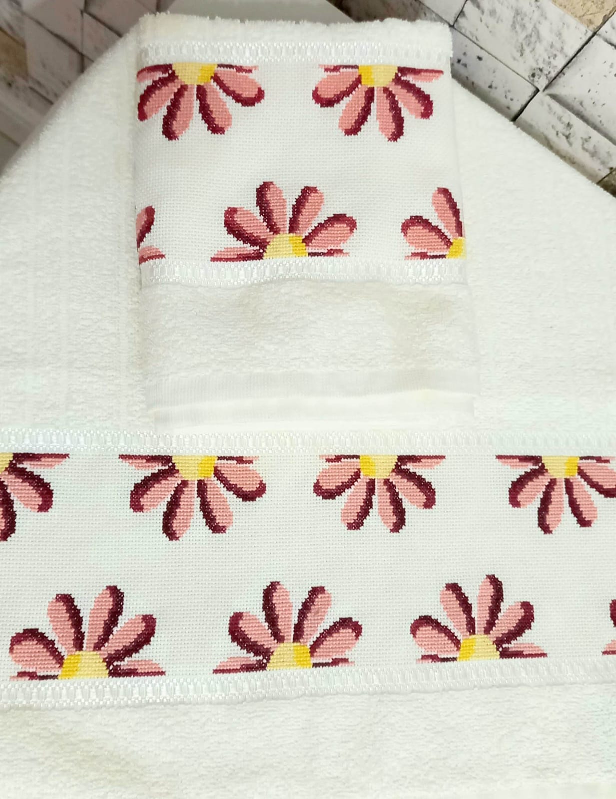 Toalha de Banho Flores Rosa